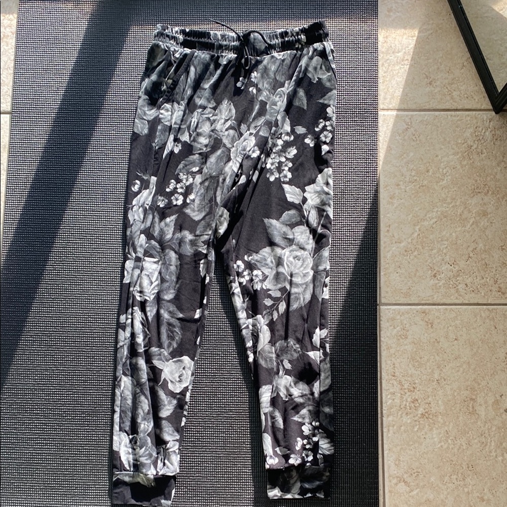 Floral Black and Gray Joggers